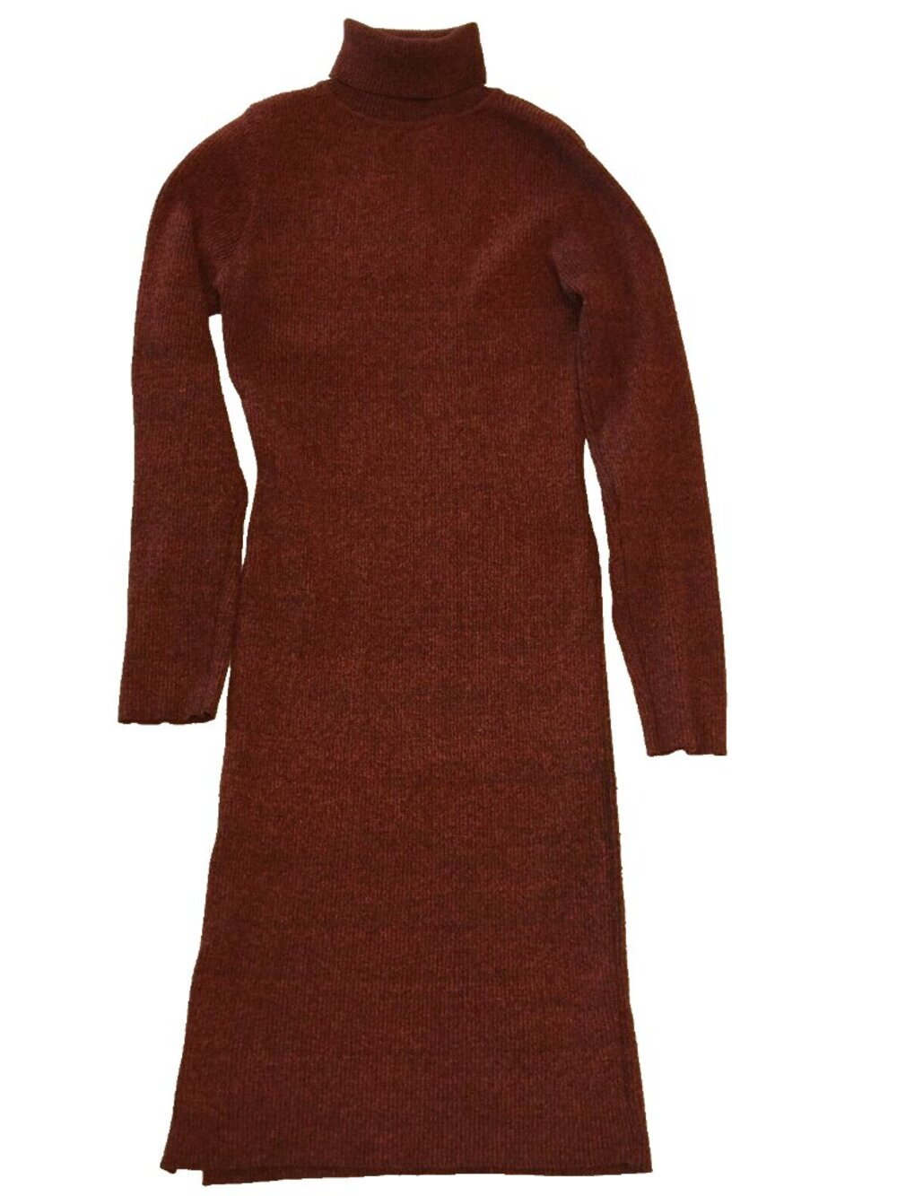 HERA COLLECTION RED MAROON TURTLENECK SWEATER DRESS WOMENS L 28"x 35.5"